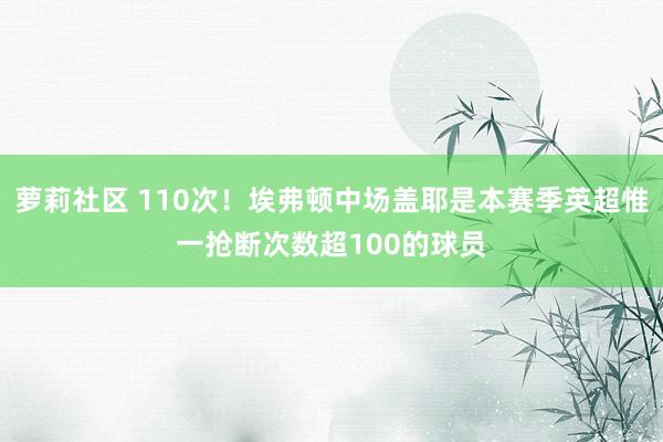 萝莉社区 110次！埃弗顿中场盖耶是本赛季英超惟一抢断次数超100的球员